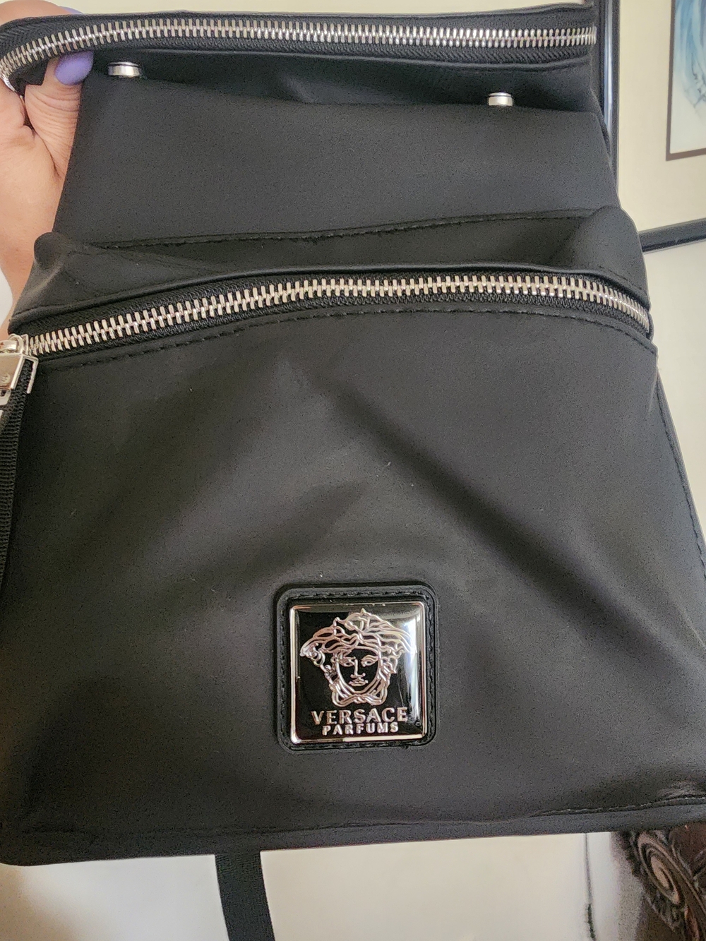 Versace Black Backpack with Silver Zippers - Picture 3 of 5